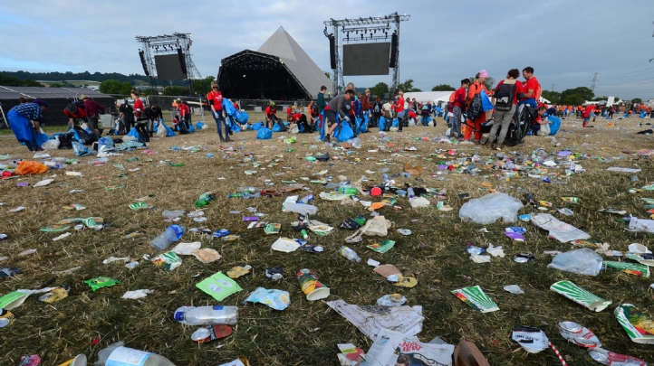 Pictured: Glastonbury in 2017, before its plastics 'ban'. Image: Glastonbury